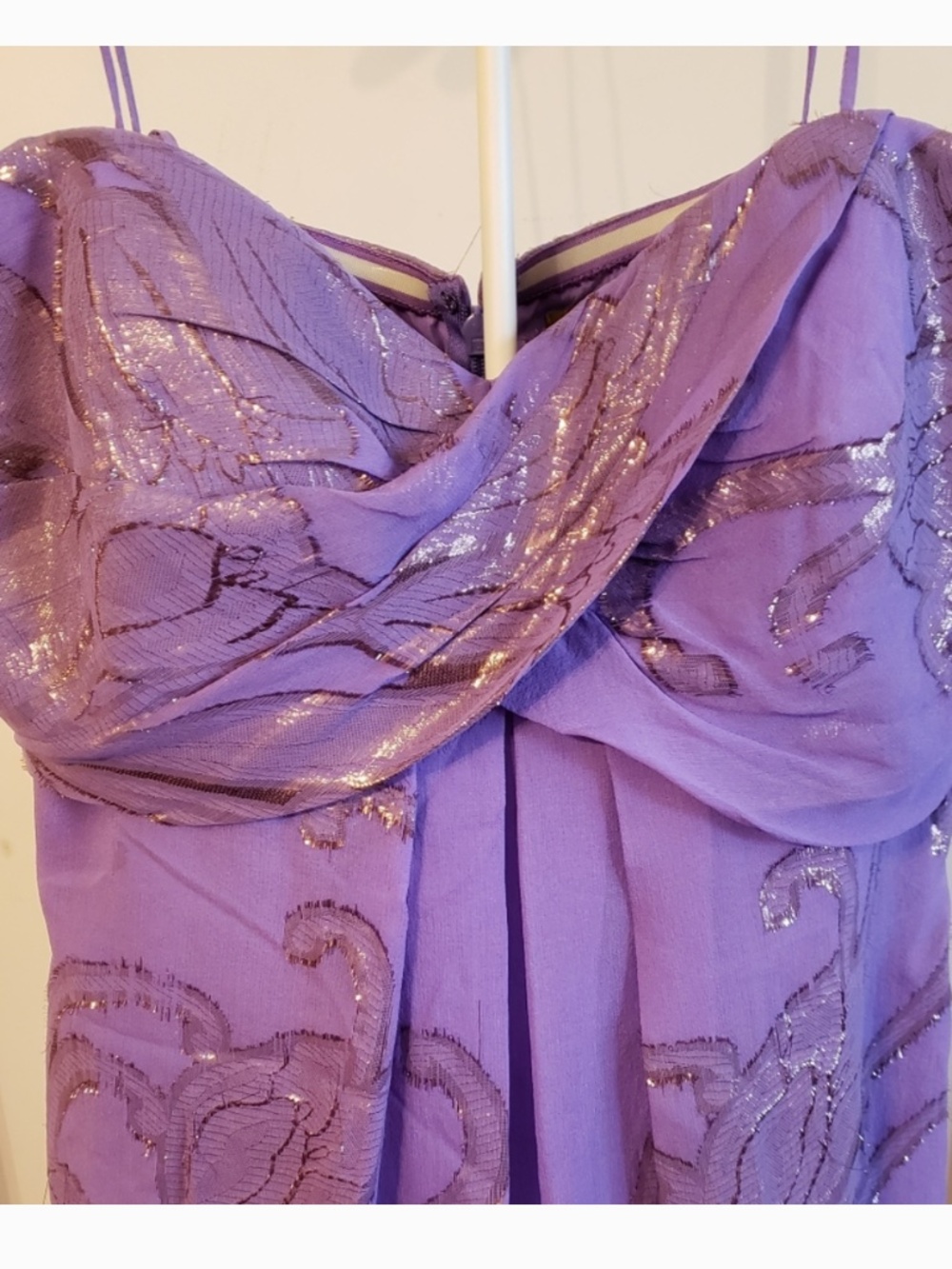 NICOLE MILLER Maxi Dress Gown Purple Metallic Prom
